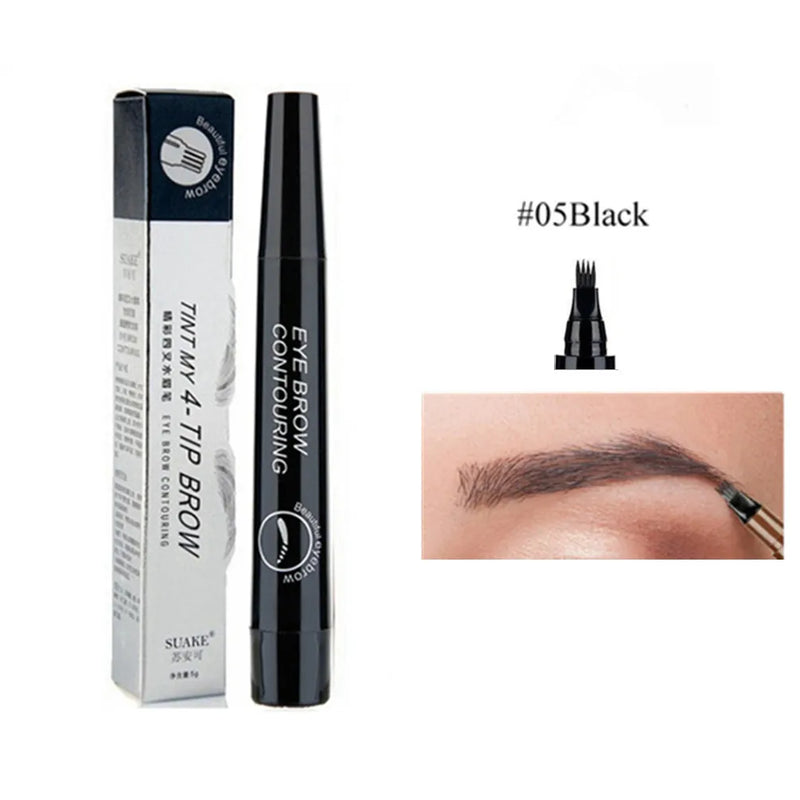 Caneta para sobrancelhas 4D Microblading 4 Forks Tip Lápis para tatuagem de sobrancelhas Longa duração Fino esboço líquido para maquiagem de sobrancelhas