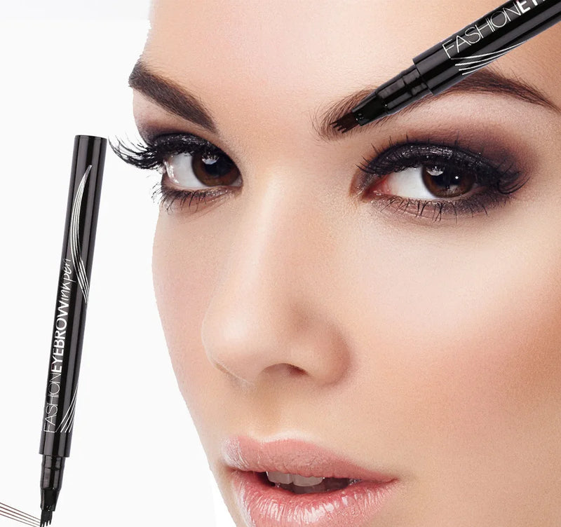 Caneta para sobrancelhas 4D Microblading 4 Forks Tip Lápis para tatuagem de sobrancelhas Longa duração Fino esboço líquido para maquiagem de sobrancelhas