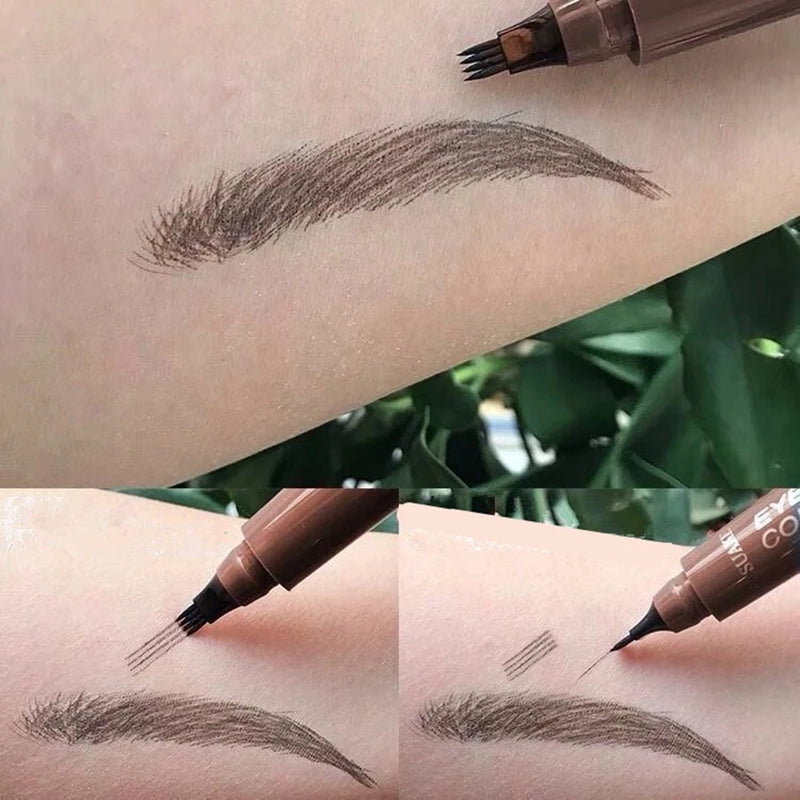 Caneta para sobrancelhas 4D Microblading 4 Forks Tip Lápis para tatuagem de sobrancelhas Longa duração Fino esboço líquido para maquiagem de sobrancelhas