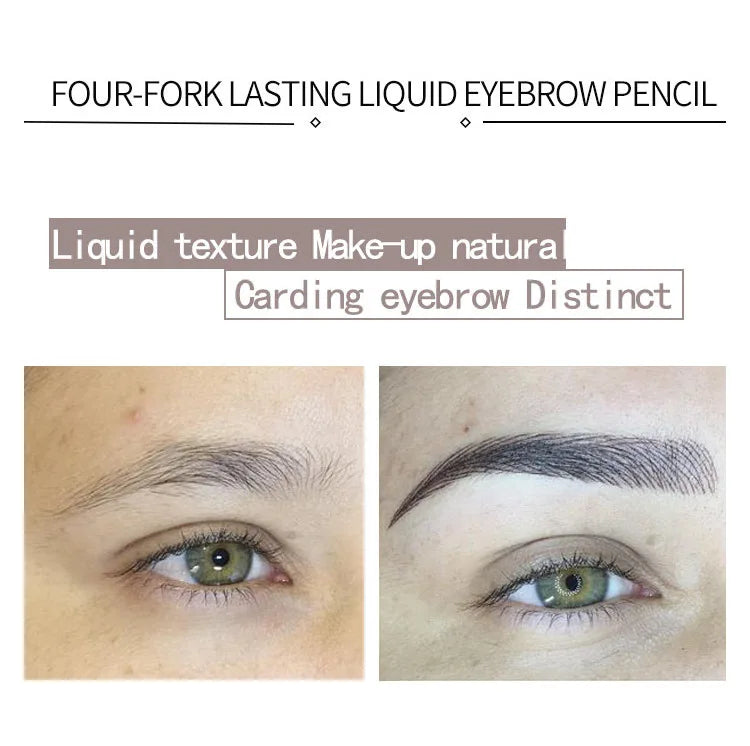 Caneta para sobrancelhas 4D Microblading 4 Forks Tip Lápis para tatuagem de sobrancelhas Longa duração Fino esboço líquido para maquiagem de sobrancelhas