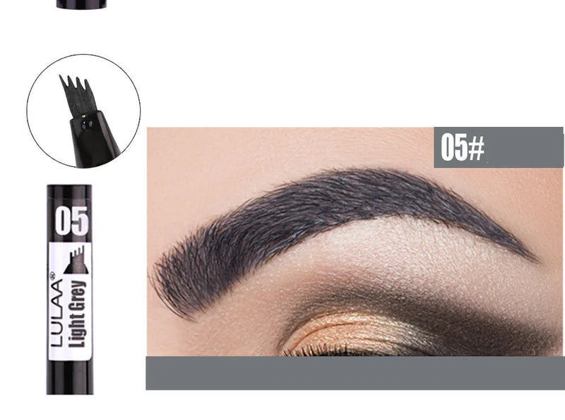 Caneta para sobrancelhas 4D Microblading 4 Forks Tip Lápis para tatuagem de sobrancelhas Longa duração Fino esboço líquido para maquiagem de sobrancelhas