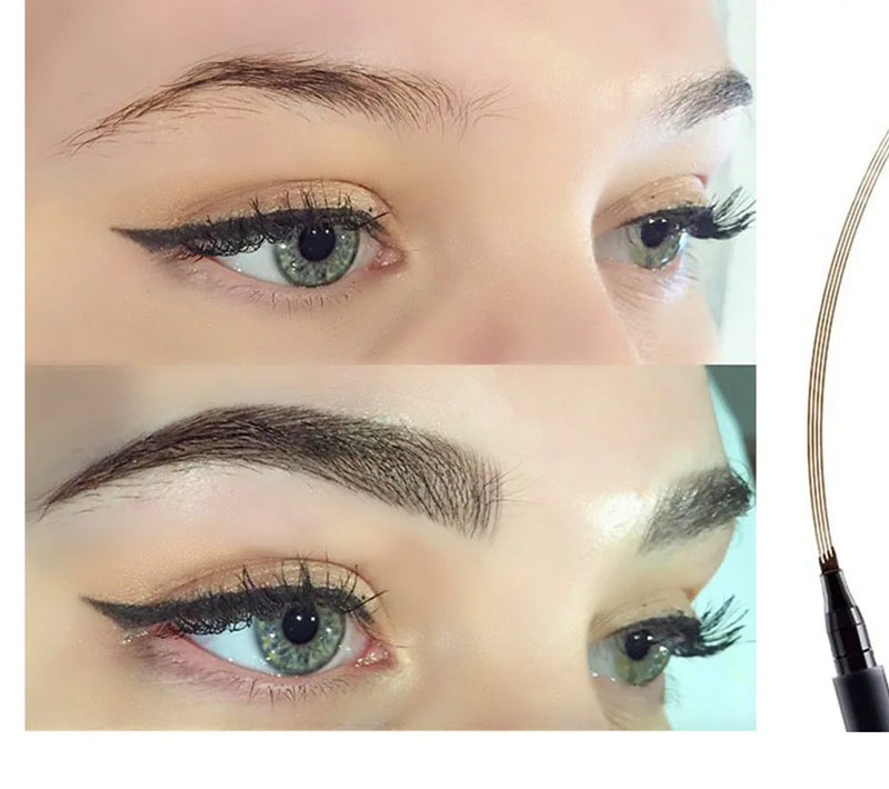 Caneta para sobrancelhas 4D Microblading 4 Forks Tip Lápis para tatuagem de sobrancelhas Longa duração Fino esboço líquido para maquiagem de sobrancelhas