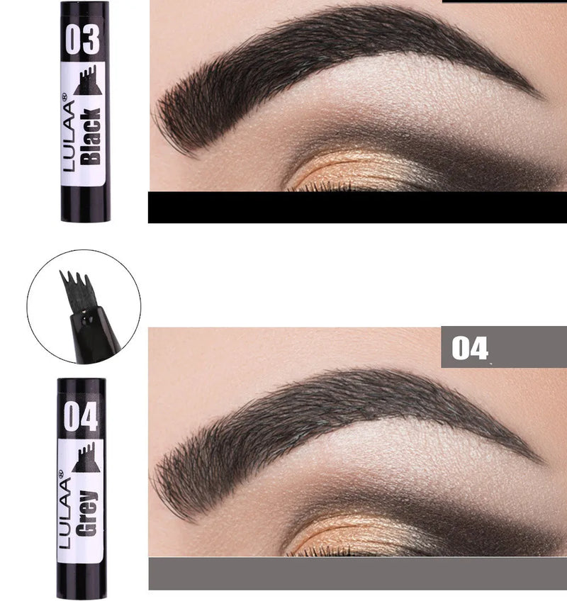 Caneta para sobrancelhas 4D Microblading 4 Forks Tip Lápis para tatuagem de sobrancelhas Longa duração Fino esboço líquido para maquiagem de sobrancelhas