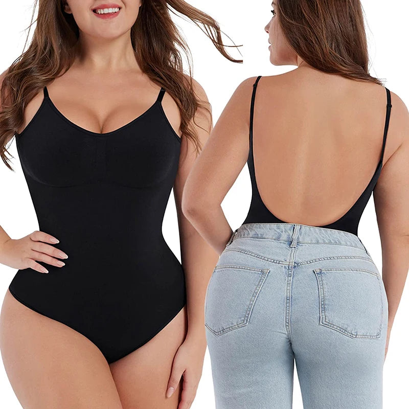 MISSMOLY Bodysuits femininos sem costas modelador tanga sem costura controle de barriga levantador de bumbum modelador de corpo espartilho emagrecimento camisola tops