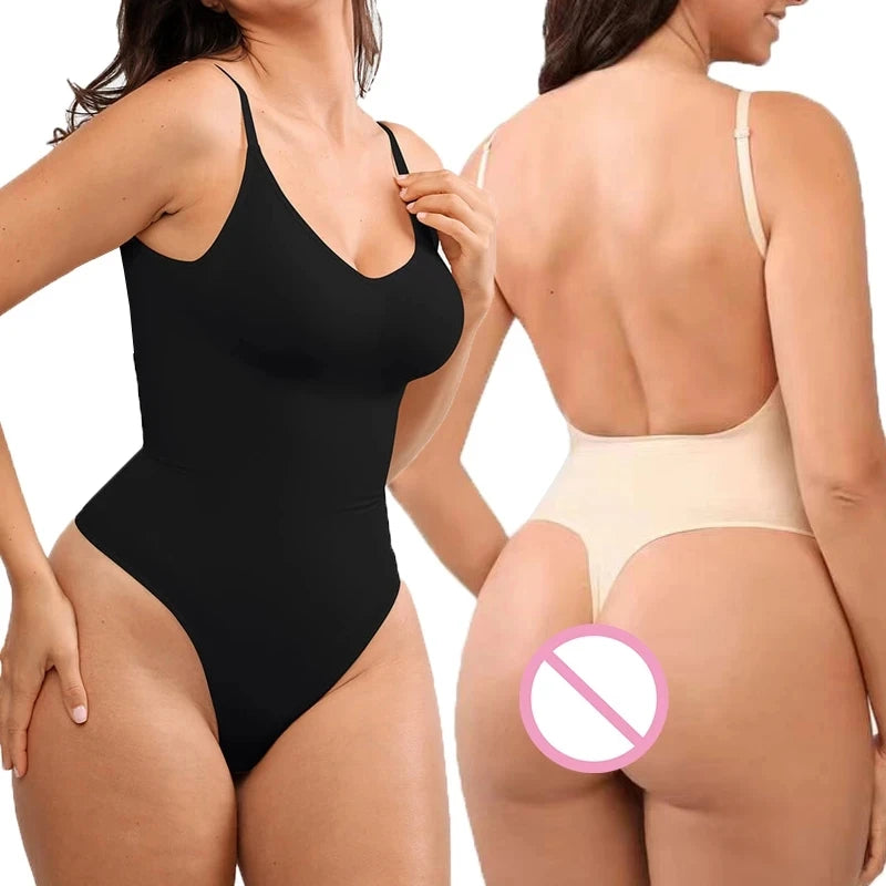 MISSMOLY Bodysuits femininos sem costas modelador tanga sem costura controle de barriga levantador de bumbum modelador de corpo espartilho emagrecimento camisola tops