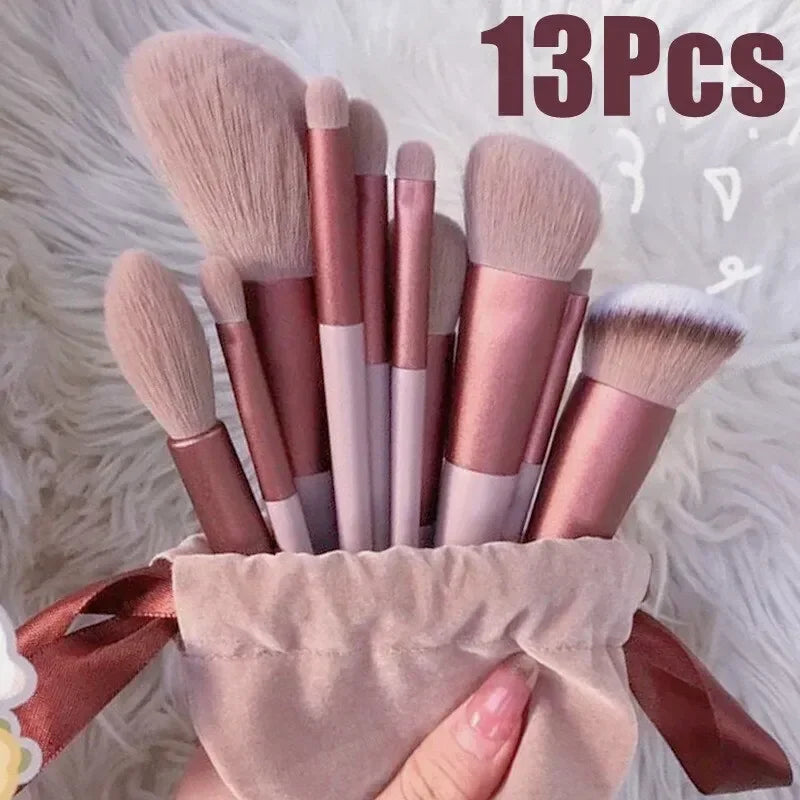 13 PCS Conjunto de pincéis de maquiagem Sombra Base Mulheres Pincel cosmético Sombra Blush Suave Maquiagem Ferramentas