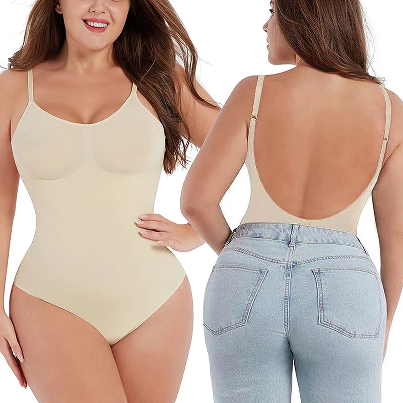 MISSMOLY Bodysuits femininos sem costas modelador tanga sem costura controle de barriga levantador de bumbum modelador de corpo espartilho emagrecimento camisola tops