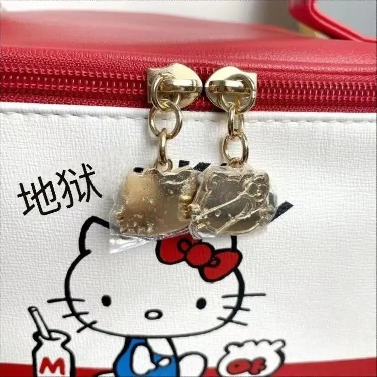 Sanrio Hello Kitty Bolsa de Cosméticos Anime Desenho Animado Arco Maquiagem Pincel Grande Capacidade Bolsas de Armazenamento Portátil Kawaii Bolsa À Prova D'Água